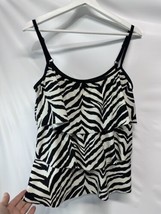 Maxine of Hollywood Tankini Top Black &amp; White Animal Print Adj Straps Li... - $23.73