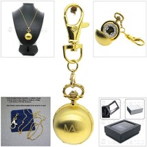Pocket Watch Pendant Watch Gold 2 Ways Usage Key Chain and Necklace Gift... - £16.01 GBP