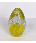 ART GLASS EGG CONTROLLED BUBBLE EASTER MID CENTURY style yellow clear pa... - £11.67 GBP
