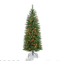 4.5' Pre-Lit Kingswood Green Non-Allergenic Fir Christmas Tree Multicolor Lights - £74.72 GBP