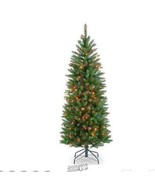 4.5&#39; Pre-Lit Kingswood Green Non-Allergenic Fir Christmas Tree Multicolo... - £74.69 GBP