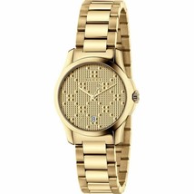 Gucci G-Timeless Sapphire Diamond Pattern Dial Gold PVD Bracelet Watch YA126553 - £510.40 GBP