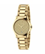 Gucci G-Timeless Sapphire Diamond Pattern Dial Gold PVD Bracelet Watch Y... - £505.69 GBP
