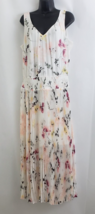 White House Black Market Women&#39;s Pleated Floral Midi Dress Ecru Size 12 NWT - £77.73 GBP