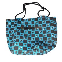 Football Tote Bag Purse Rope Handles Canvas Blue Black Zipper Farmhouse ... - £13.60 GBP