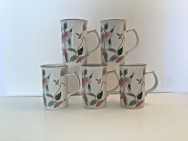MIKASA Silk Flowers Set Of Five Tall Cappuccino Mugs 4 3/4" Retails for $30 EACH - $41.73
