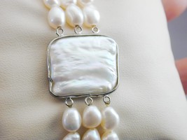 3 Strand Freshwater Pearl With Huge Baroque Blister Pearl Bracelet - $29.99