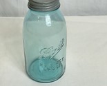 Antique 1900s Blue Half Gallon BALL PERFECT MASON Jar Zinc Porcelain Lin... - $49.50