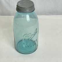 Antique 1900s Blue Half Gallon BALL PERFECT MASON Jar Zinc Porcelain Lin... - $45.00