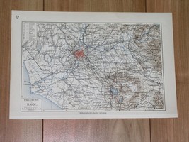 1912 Antique Map Of Vicinity Of Rome Italy Tivoli Albano Zagarolo Velletri - £13.44 GBP