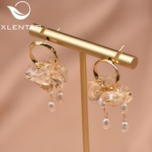 Xlentag Yellow Crystal Natural Freshwater  Drop Earrings Ladies Party Birthday G - £18.17 GBP