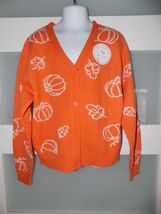 Berkley Jensen Mommy &amp; Me Orange Pumpkin Print Cardigan Size 7/8 Girl's NEW - $25.00