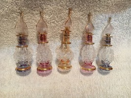 Lot of 10 Mouth blown EGYPTIAN PERFUME BOTTLES Gold Painted Pyrex Glass 4&quot; - £50.93 GBP