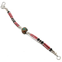 Red Coral Turquoise Black Onyx Gemstone Jewelry Bracelet Nepali 6-7&quot; SA 1429 - £4.17 GBP