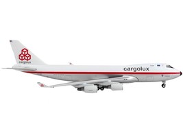 Boeing 747-400F Commercial Aircraft &quot;Cargolux&quot; White and Silver with Red Stripe - £64.62 GBP