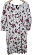 Soma Womens Medium Butterfly Print Longsleeve Nightgown Gown  - $28.99