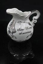 Vintage Lefton Hand Painted Silver Wedding Anniversary Porcelain Creamer #3183 - £7.88 GBP