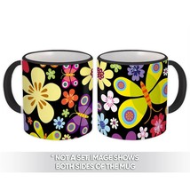 Multicolored Pattern : Gift Mug Butterflies Flowers Daisies Female Diy Scrapbook - £12.57 GBP