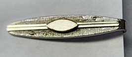 VINTAGE SWANK TIE BAR CLIP CLASP STAY Silver Tone Modern Slim Oval Smooth - £6.04 GBP