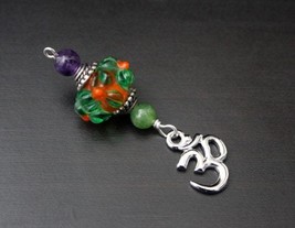 Amethyst and Jade Emerald Fire Om Blessingway bead - Blessing, baby shower gift, - £12.64 GBP