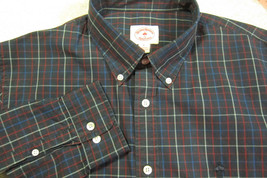 NWT Brooks Brothers Red Fleece Blue Plaid Cotton Long Sleeve Shirt L 16.5x35 - £35.23 GBP