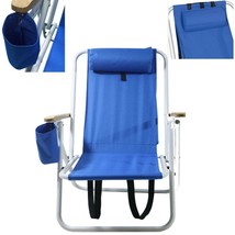 Folding Lounge Chairs W/Drink Holder Beach Patio Outdoor Recliner Champi... - £46.90 GBP