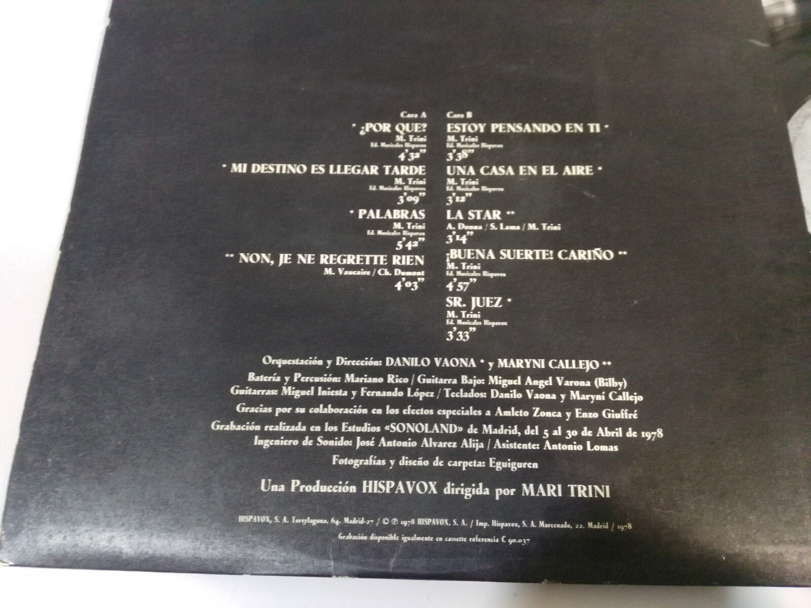 Mari Trini Solo Para Te Hispavox 1978 Gatefold - LP Vinilo 12" VG/VG Item image 3