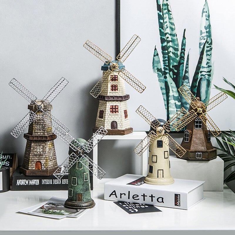 Vintage Resin Windmill Ornaments Home Decoration Accessories Dutch Windmills Pho