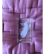 Signed 3D Laser Etched ANGEL Clear Acrylic Lucite Paperweight 3 x 2 x 2 In. - £58.45 GBP