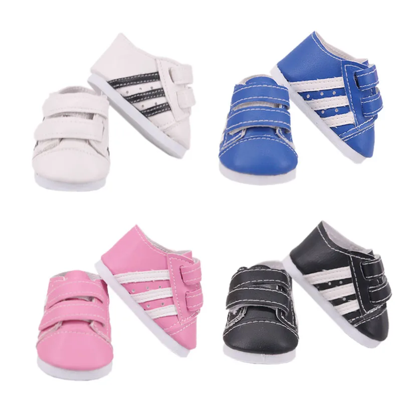 Doll Shoes Four-Color Striped Casual PU Sneakers Fit 18 Inch American And 43 Cm - £6.33 GBP+