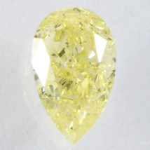 Yellow Diamond Pear Shape Natural Fancy Color Loose 0.44 Carat SI2 Certificate - £446.88 GBP