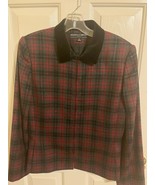 Women&#39;s Kasper &amp; Company Zip Up Plaid Blazer with Black Velvet Collar, S... - $469.27 MXN