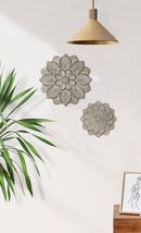 Mandala Flower Wall Plaque Cement 10" Diameter Textural Detailing Gray image 3