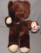 FAIRVIEW STUFFED PLUSH TEDDY BEAR CHOCOLATE BROWN CREAM BEIGE PAW BOW RI... - £46.71 GBP