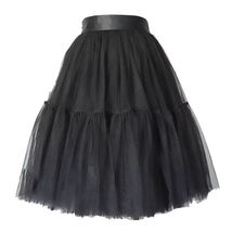 BLACK A-line Fluffy Tulle Midi Skirt Women Custom Plus Size Black Skirt Outfit image 6