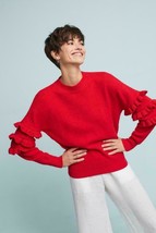 Anthropologie Tiered Ruffled Pullover Sweater by Line &amp; Dot Sz SP - £30.91 GBP