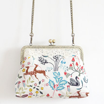 Handmade Women Printing Small Shoulder Bag Female Lace Vintage Cute Chic Fabric  - £41.06 GBP