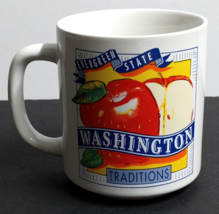 Washington Evergreen State Traditions Ceramic Coffee Mug 3.5&quot;h Apples Vintage - $14.99