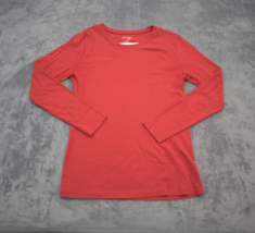 Lord Taylor Shirt Womens M Red Cotton Casual Long Sleeve Round Neck Pullover Top - $10.87