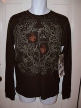 MK MACHINE DARK CHOCOLATE HENLEY LONG SLEEVE SIZE MEDIUM MEN&#39;S NEW - £16.19 GBP