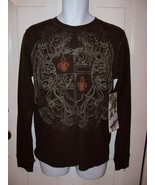 MK MACHINE DARK CHOCOLATE HENLEY LONG SLEEVE SIZE MEDIUM MEN&#39;S NEW - €21,95 EUR