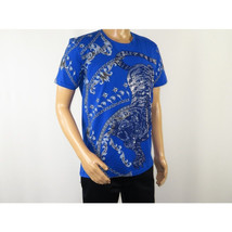 Mens PLATINI Sports Shirt With Rhine Stones Lion Chain STT8025 Royal Blue image 3