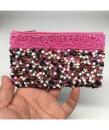3&quot; x 5&quot; Small Seed Bead Pink Pouch Handbag - £4.71 GBP