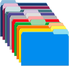 Two Tone Color File Folders 8.5 X 11 Inch, 1/3 Cut Tab File Folders Letter Size, - £13.53 GBP