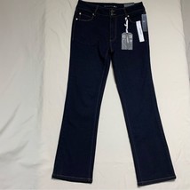 NWT TAHARI Daphne Womens 10 Double Button Mini Boot Jeans in Night Sky Dark Wash - £31.54 GBP