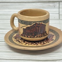 Parthenon Miniature Cup Saucer Stoneware Mug D H Pottery Mark Greece Espresso - £12.49 GBP
