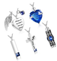 5 Pcs Heart Cross Cubic Urn Necklace for Ashes for 5 - £87.68 GBP