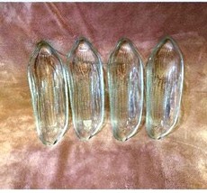Vintage Corn on the Cob Clear Glass Corn Trays w/Corn Imprint - Set of (4) - £18.64 GBP