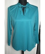 VINTAGE 60s 70s GIGI Women’s Blouse Shirt Teal USA Long Sleeve Sz Small - $16.79