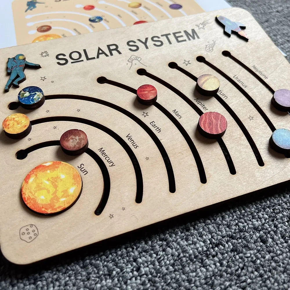 Montessori Wooden Solar System Planets Jigsaw Puzzle Toys Planets ...